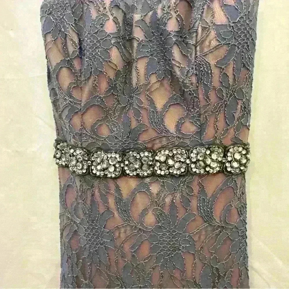 Long Lavender dress  With Beaded Waist, High Slit, With Open Back - Picture 4 of 9